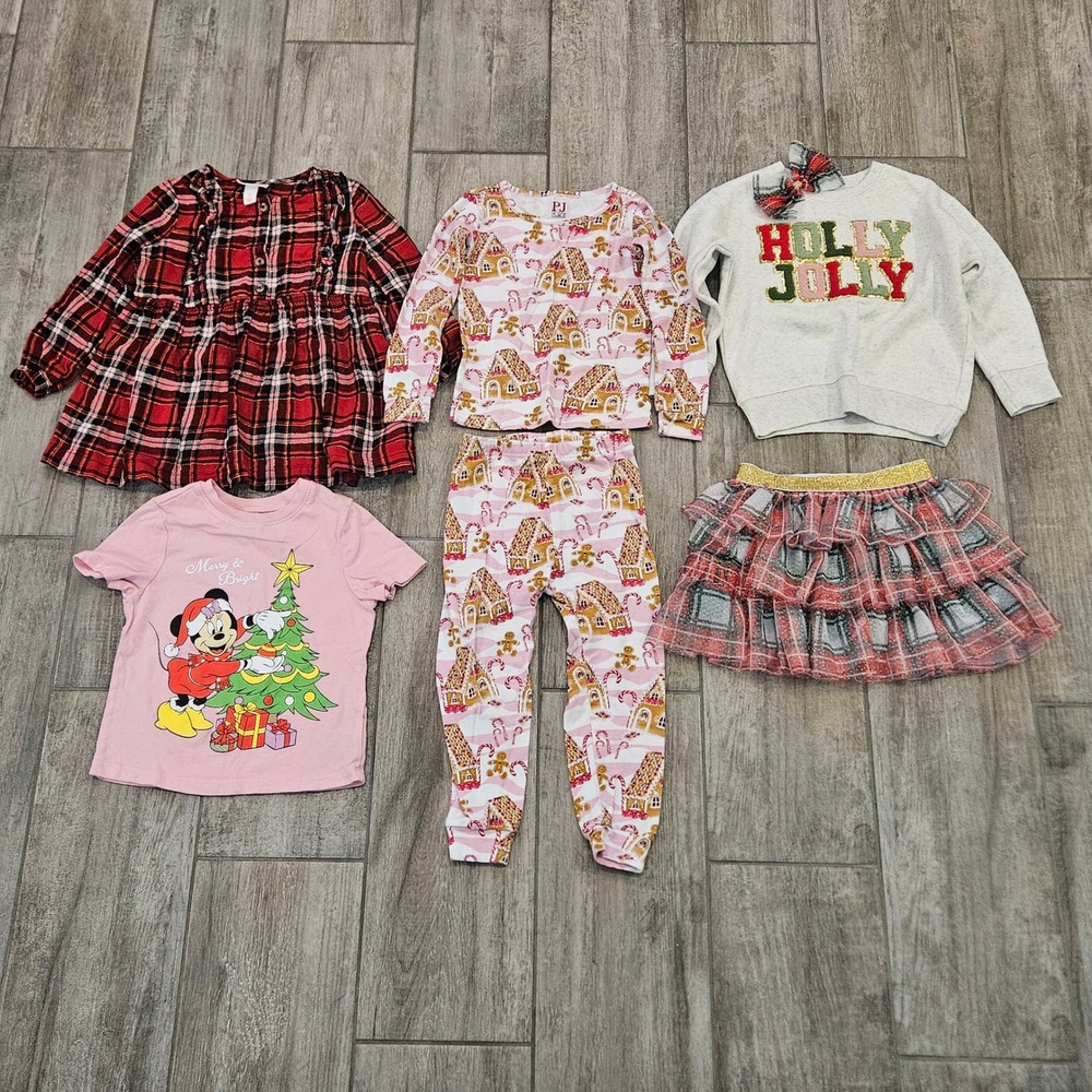 Sweet Wink PJ Place Kids 3T Red Pink Christmas Plaid Holiday Clothing Lot of 6